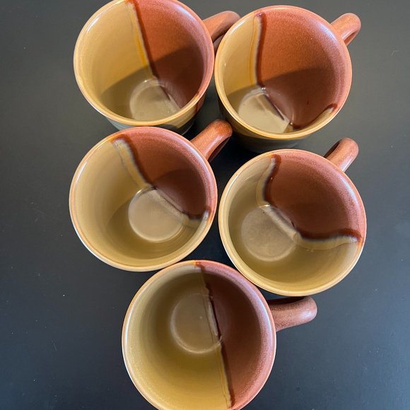 Set of 5 SANGO Gold Dust Sienna Pattern Stoneware Mugs ~ Vintage - Picture 8 of 11